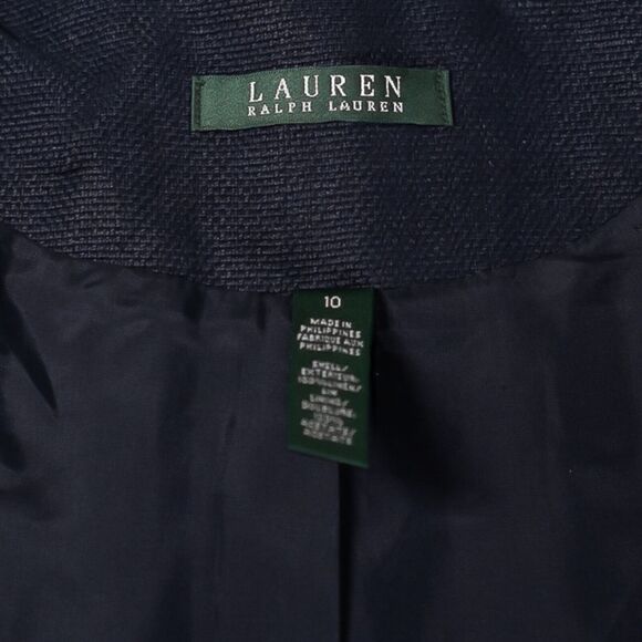 Ralph Lauren Women's Blazer Navy Blue Linen Double Breasted Work Suit Jacket 10 - Picture 3 of 8